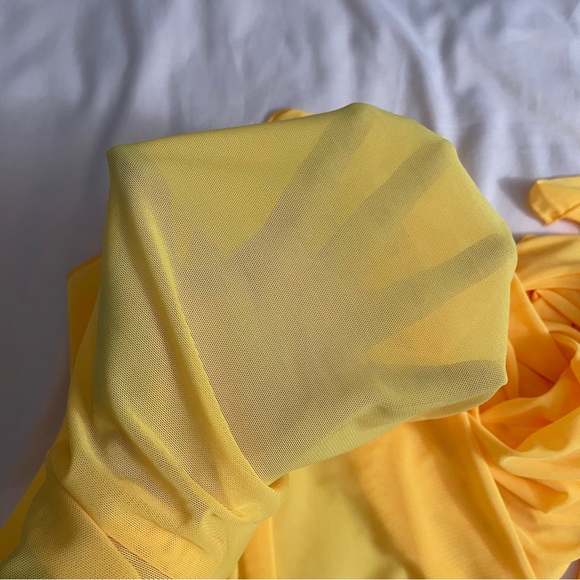 Yellow sheer beachwear mesh sarong swimsuit cover up - Picture 7 of 7